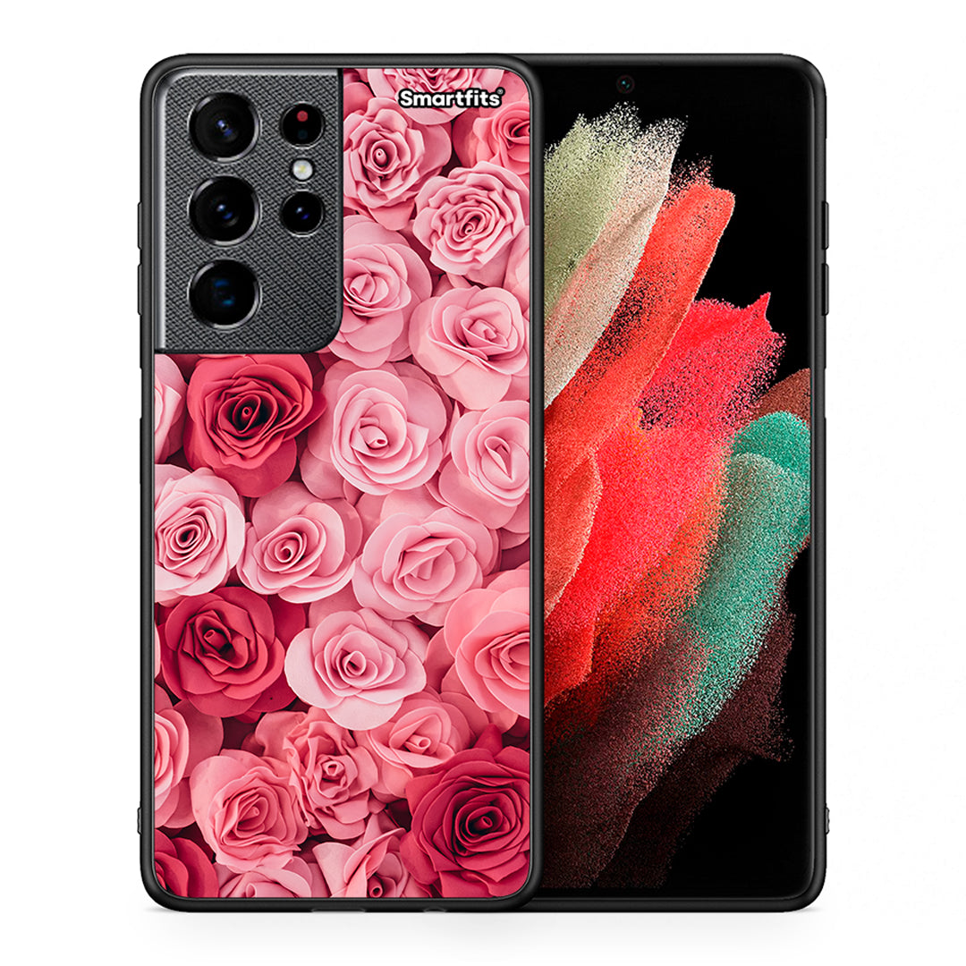 Θήκη Samsung S21 Ultra RoseGarden Valentine από τη Smartfits με σχέδιο στο πίσω μέρος και μαύρο περίβλημα | Samsung S21 Ultra RoseGarden Valentine case with colorful back and black bezels