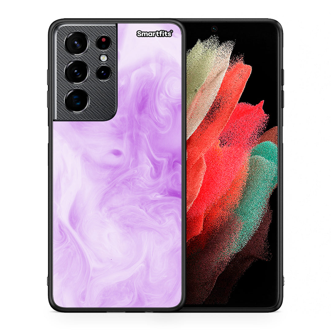 Θήκη Samsung S21 Ultra Lavender Watercolor από τη Smartfits με σχέδιο στο πίσω μέρος και μαύρο περίβλημα | Samsung S21 Ultra Lavender Watercolor case with colorful back and black bezels