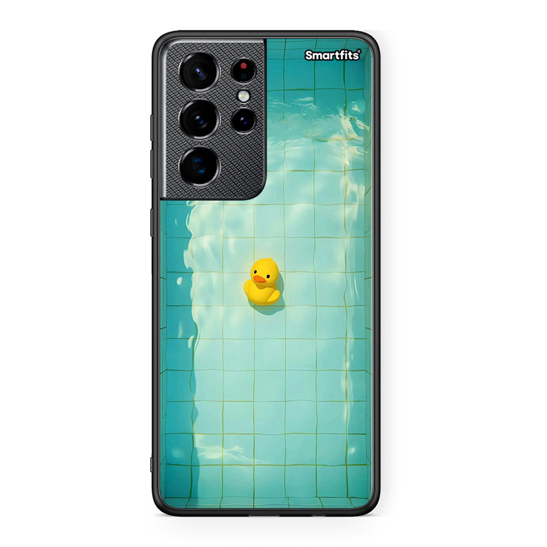 Samsung S21 Ultra Yellow Duck θήκη από τη Smartfits με σχέδιο στο πίσω μέρος και μαύρο περίβλημα | Smartphone case with colorful back and black bezels by Smartfits