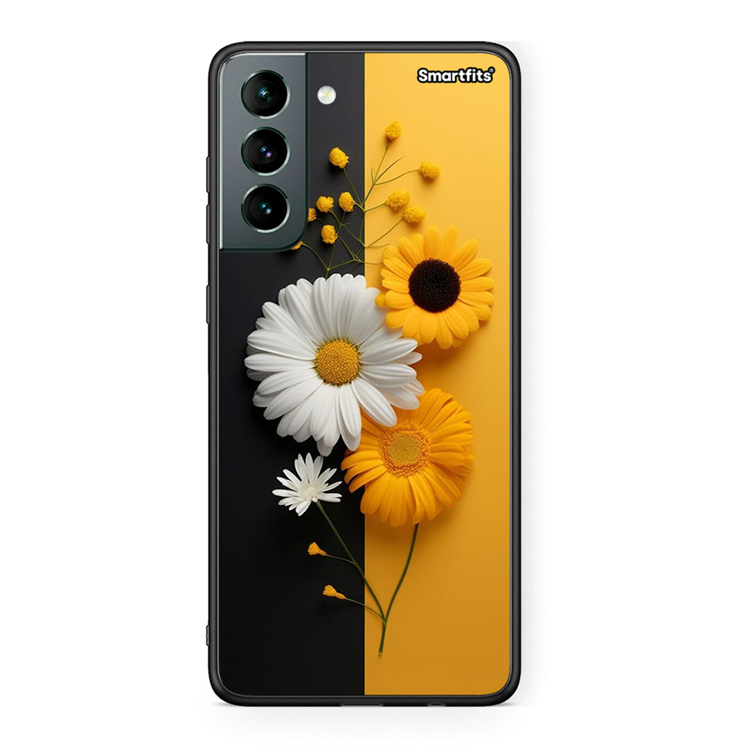 Samsung S21 Yellow Daisies θήκη από τη Smartfits με σχέδιο στο πίσω μέρος και μαύρο περίβλημα | Smartphone case with colorful back and black bezels by Smartfits