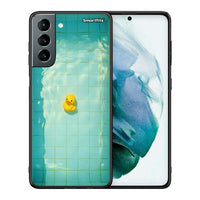 Thumbnail for Θήκη Samsung S21 Yellow Duck από τη Smartfits με σχέδιο στο πίσω μέρος και μαύρο περίβλημα | Samsung S21 Yellow Duck case with colorful back and black bezels