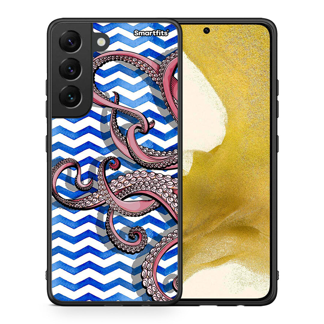 Θήκη Samsung S22 Chevron Devilfish από τη Smartfits με σχέδιο στο πίσω μέρος και μαύρο περίβλημα | Samsung S22 Chevron Devilfish case with colorful back and black bezels