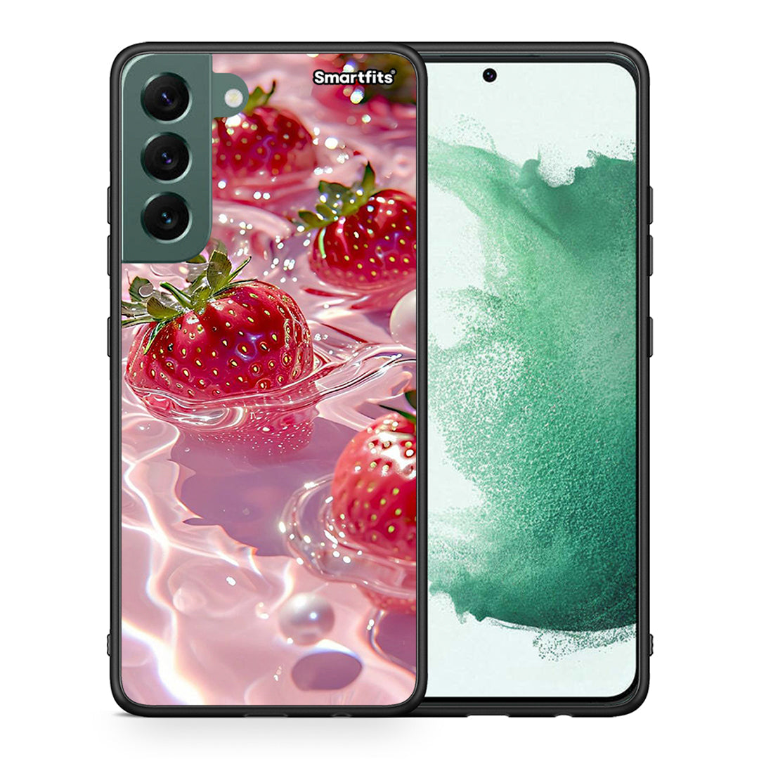 Θήκη Samsung S22 Plus Juicy Strawberries από τη Smartfits με σχέδιο στο πίσω μέρος και μαύρο περίβλημα | Samsung S22 Plus Juicy Strawberries case with colorful back and black bezels