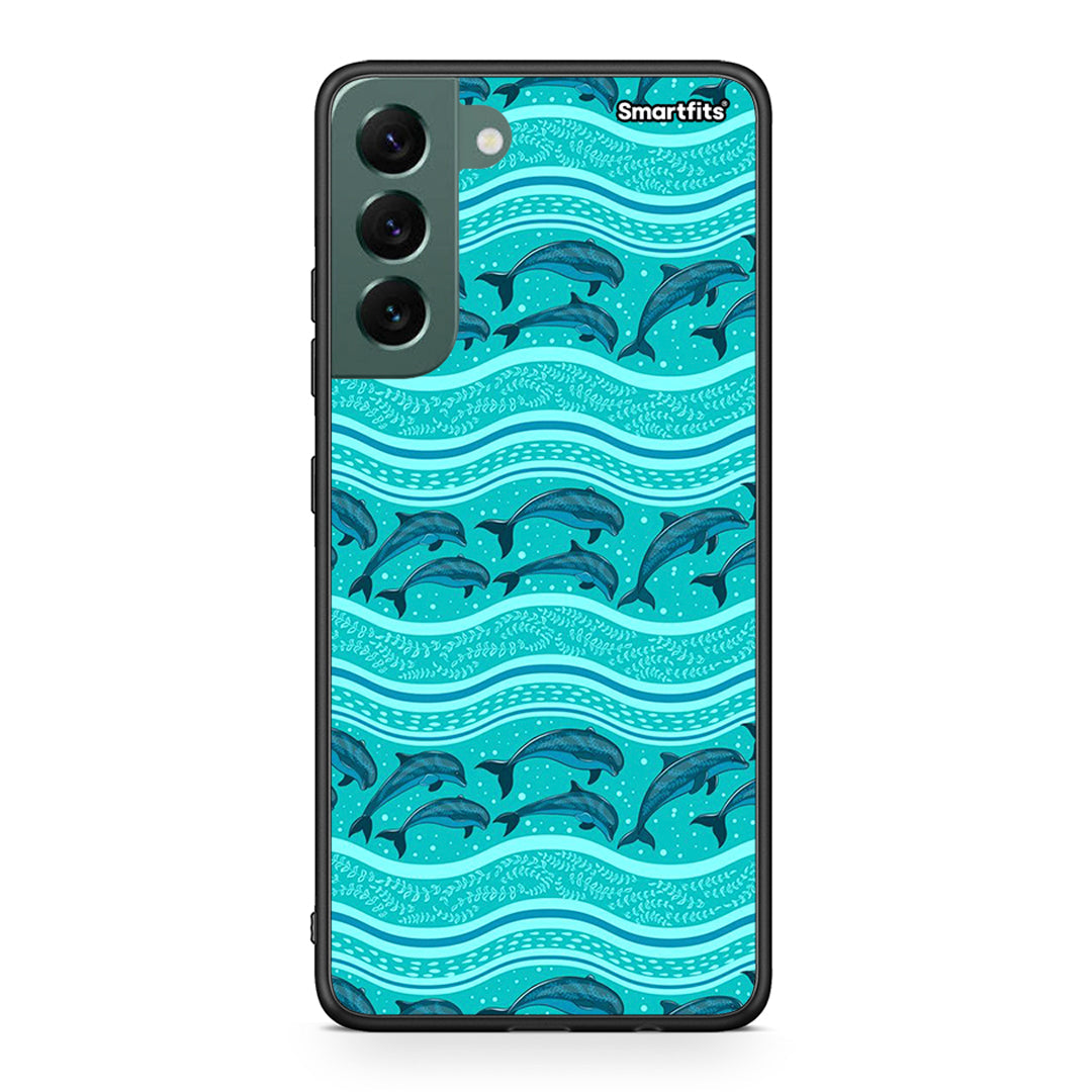Samsung S22 Plus Swimming Dolphins θήκη από τη Smartfits με σχέδιο στο πίσω μέρος και μαύρο περίβλημα | Smartphone case with colorful back and black bezels by Smartfits