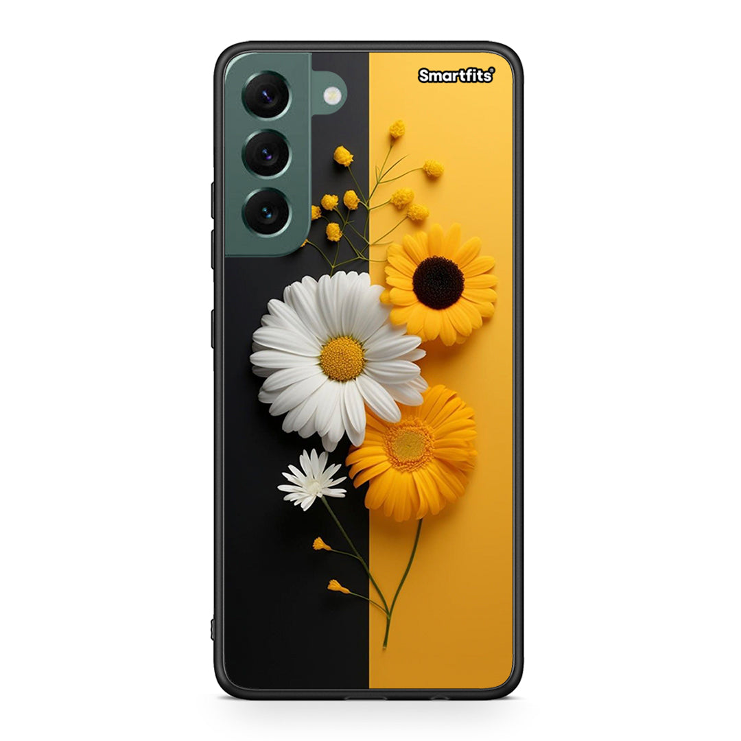 Samsung S22 Plus Yellow Daisies θήκη από τη Smartfits με σχέδιο στο πίσω μέρος και μαύρο περίβλημα | Smartphone case with colorful back and black bezels by Smartfits