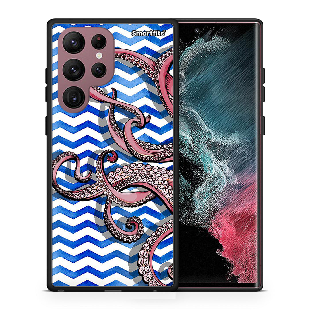 Θήκη Samsung S22 Ultra Chevron Devilfish από τη Smartfits με σχέδιο στο πίσω μέρος και μαύρο περίβλημα | Samsung S22 Ultra Chevron Devilfish case with colorful back and black bezels