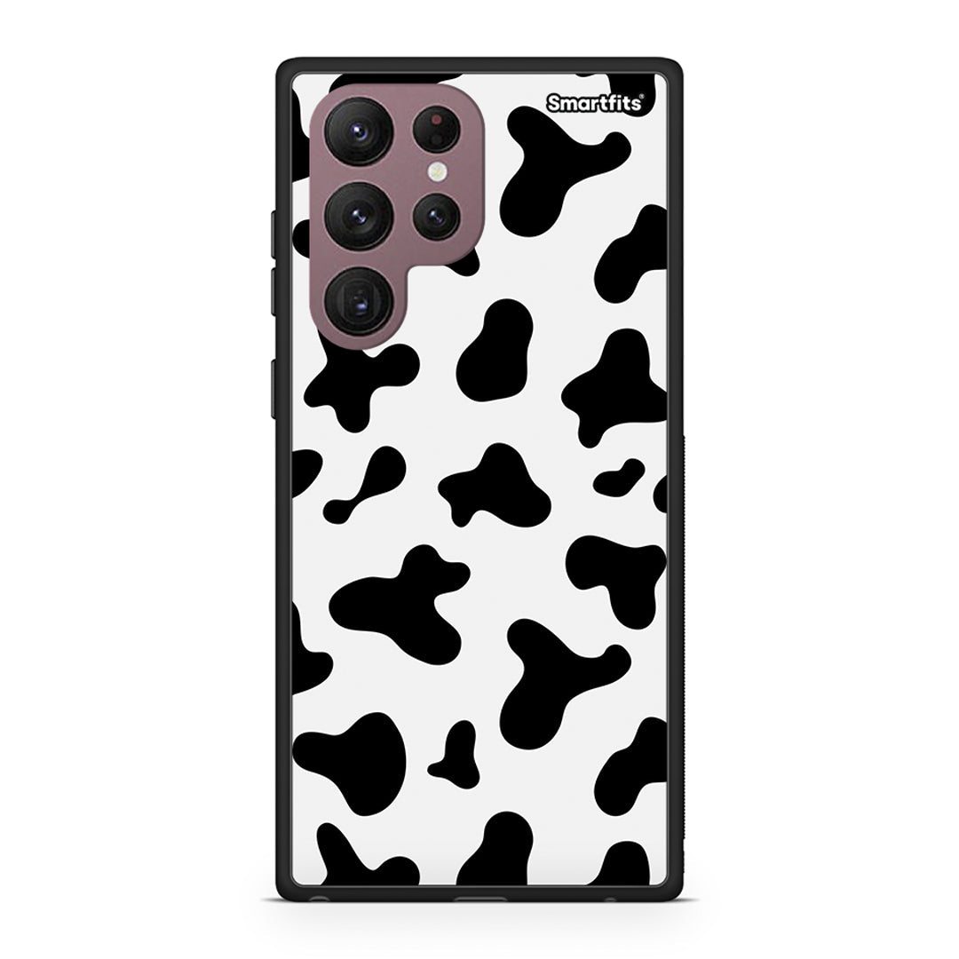 Samsung S22 Ultra Cow Print θήκη από τη Smartfits με σχέδιο στο πίσω μέρος και μαύρο περίβλημα | Smartphone case with colorful back and black bezels by Smartfits