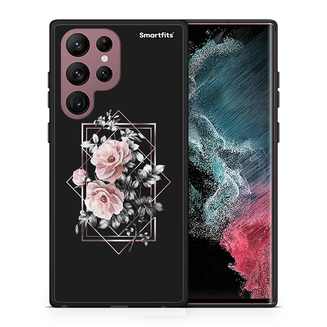 Θήκη Samsung S22 Ultra Frame Flower από τη Smartfits με σχέδιο στο πίσω μέρος και μαύρο περίβλημα | Samsung S22 Ultra Frame Flower case with colorful back and black bezels