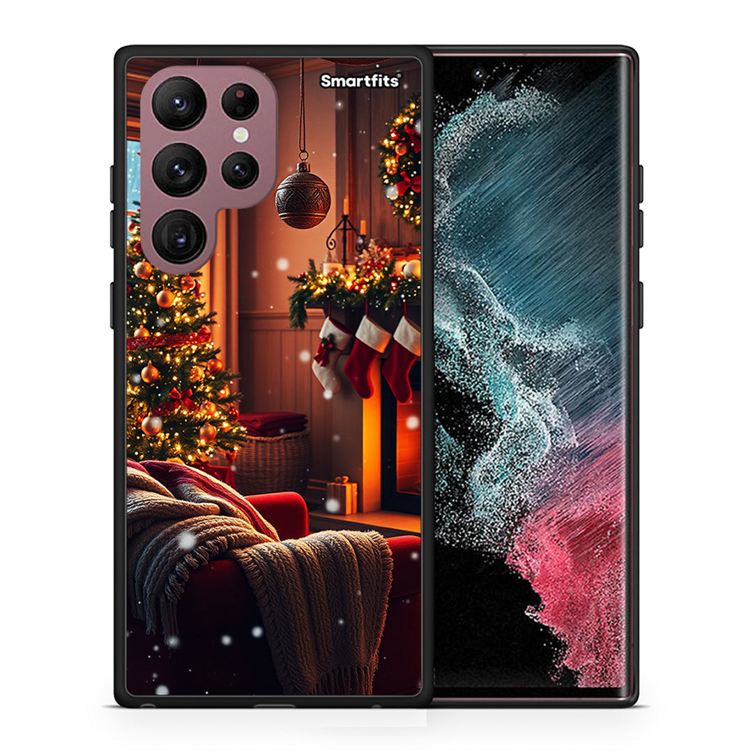 Θήκη Samsung S22 Ultra Home For Christmas από τη Smartfits με σχέδιο στο πίσω μέρος και μαύρο περίβλημα | Samsung S22 Ultra Home For Christmas case with colorful back and black bezels