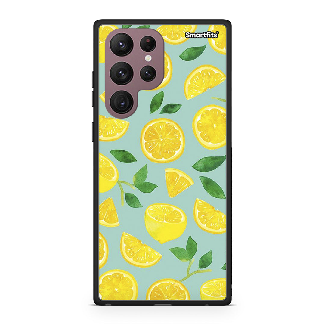 Samsung S22 Ultra Lemons θήκη από τη Smartfits με σχέδιο στο πίσω μέρος και μαύρο περίβλημα | Smartphone case with colorful back and black bezels by Smartfits