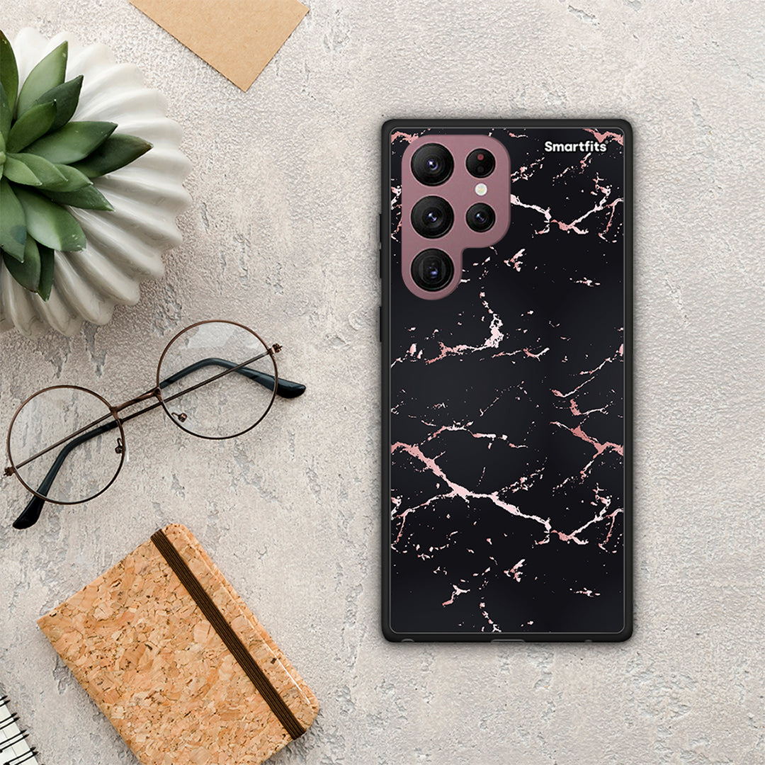 Marble Black Rosegold - Samsung Galaxy S22 Ultra θήκη