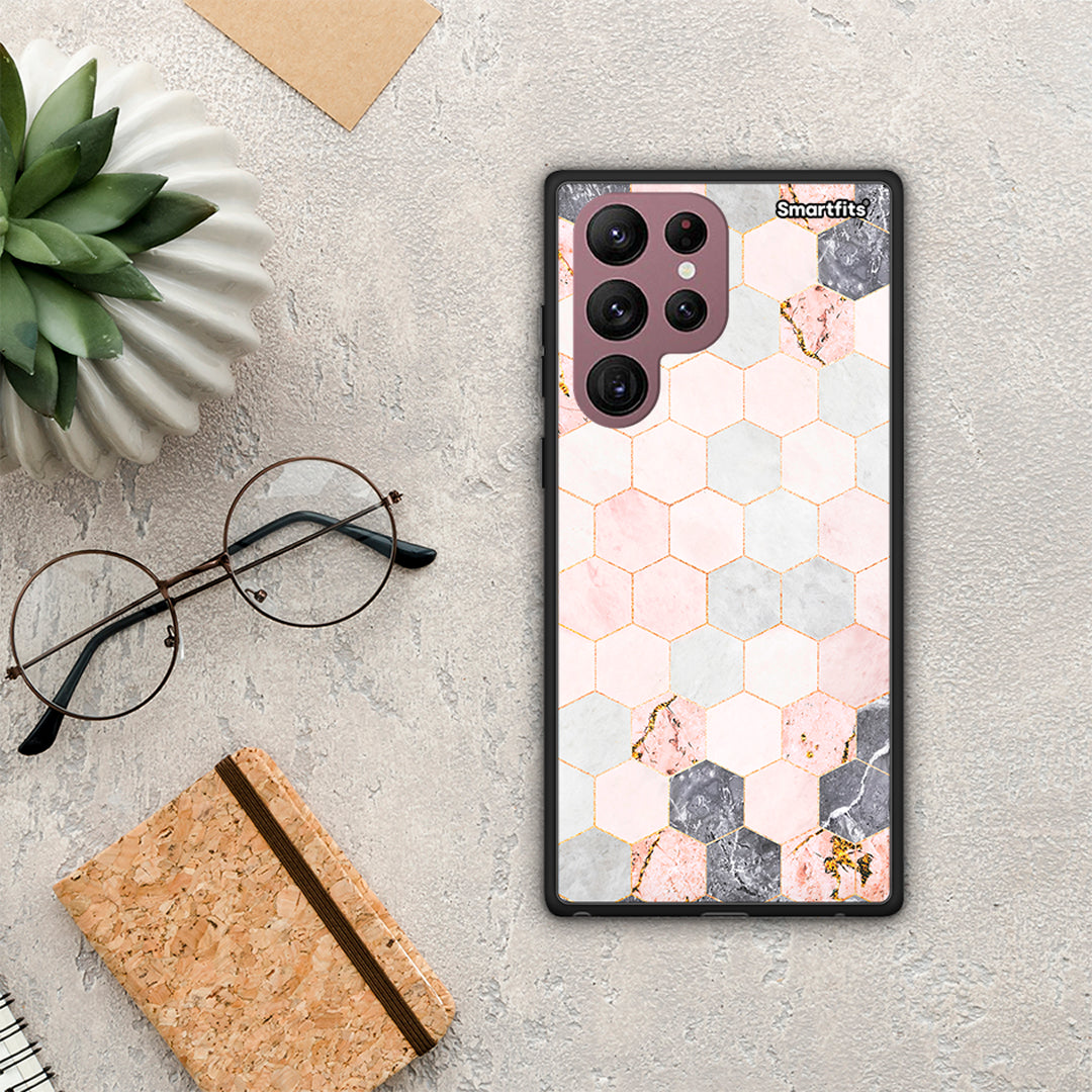 Marble Hexagon Pink - Samsung Galaxy S22 Ultra Case