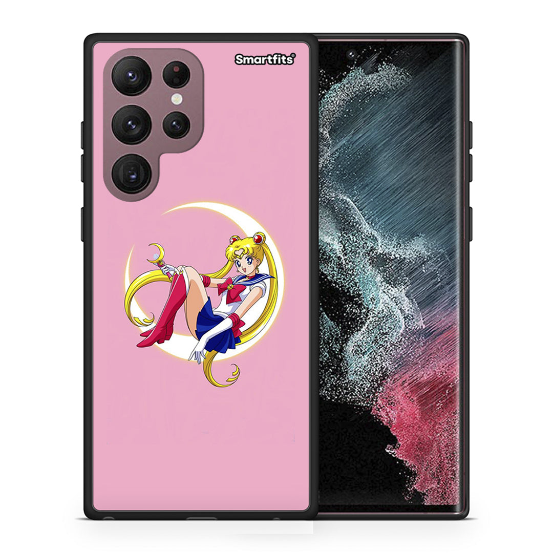 Θήκη Samsung S22 Ultra Moon Girl από τη Smartfits με σχέδιο στο πίσω μέρος και μαύρο περίβλημα | Samsung S22 Ultra Moon Girl case with colorful back and black bezels