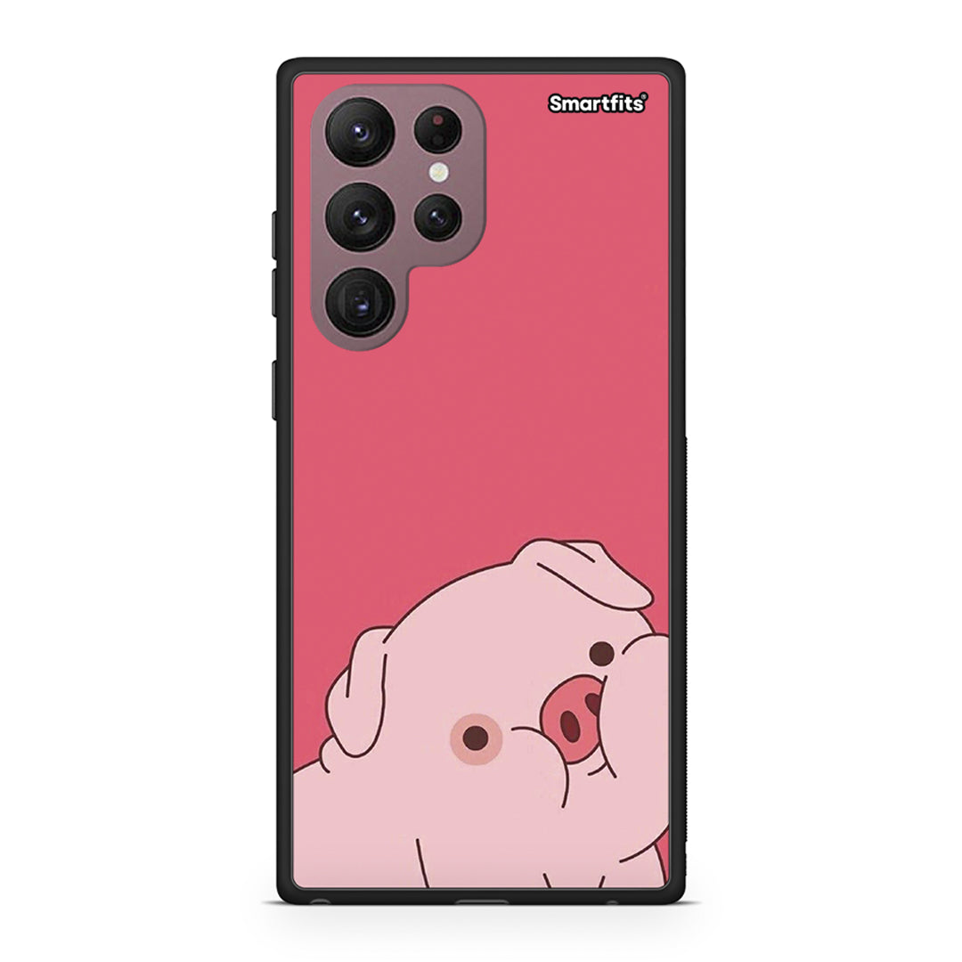 Samsung S22 Ultra Pig Love 1 Θήκη Αγίου Βαλεντίνου από τη Smartfits με σχέδιο στο πίσω μέρος και μαύρο περίβλημα | Smartphone case with colorful back and black bezels by Smartfits