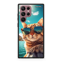 Thumbnail for Samsung S22 Ultra Summer Cat θήκη από τη Smartfits με σχέδιο στο πίσω μέρος και μαύρο περίβλημα | Smartphone case with colorful back and black bezels by Smartfits