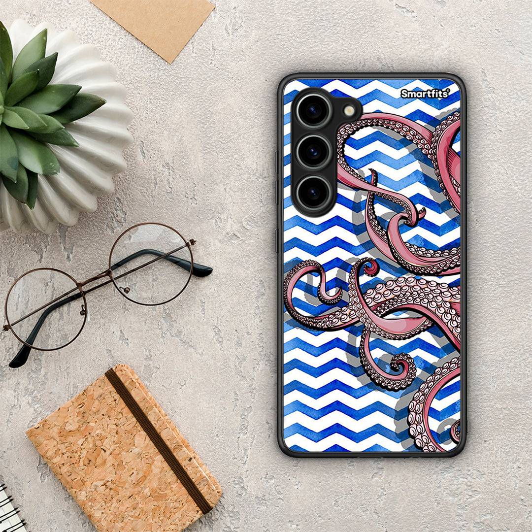 Θήκη Samsung Galaxy S23 Chevron Devilfish από τη Smartfits με σχέδιο στο πίσω μέρος και μαύρο περίβλημα | Samsung Galaxy S23 Chevron Devilfish Case with Colorful Back and Black Bezels