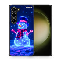 Thumbnail for Θήκη Samsung Galaxy S23 Christmas Neon Snowman από τη Smartfits με σχέδιο στο πίσω μέρος και μαύρο περίβλημα | Samsung Galaxy S23 Christmas Neon Snowman Case with Colorful Back and Black Bezels