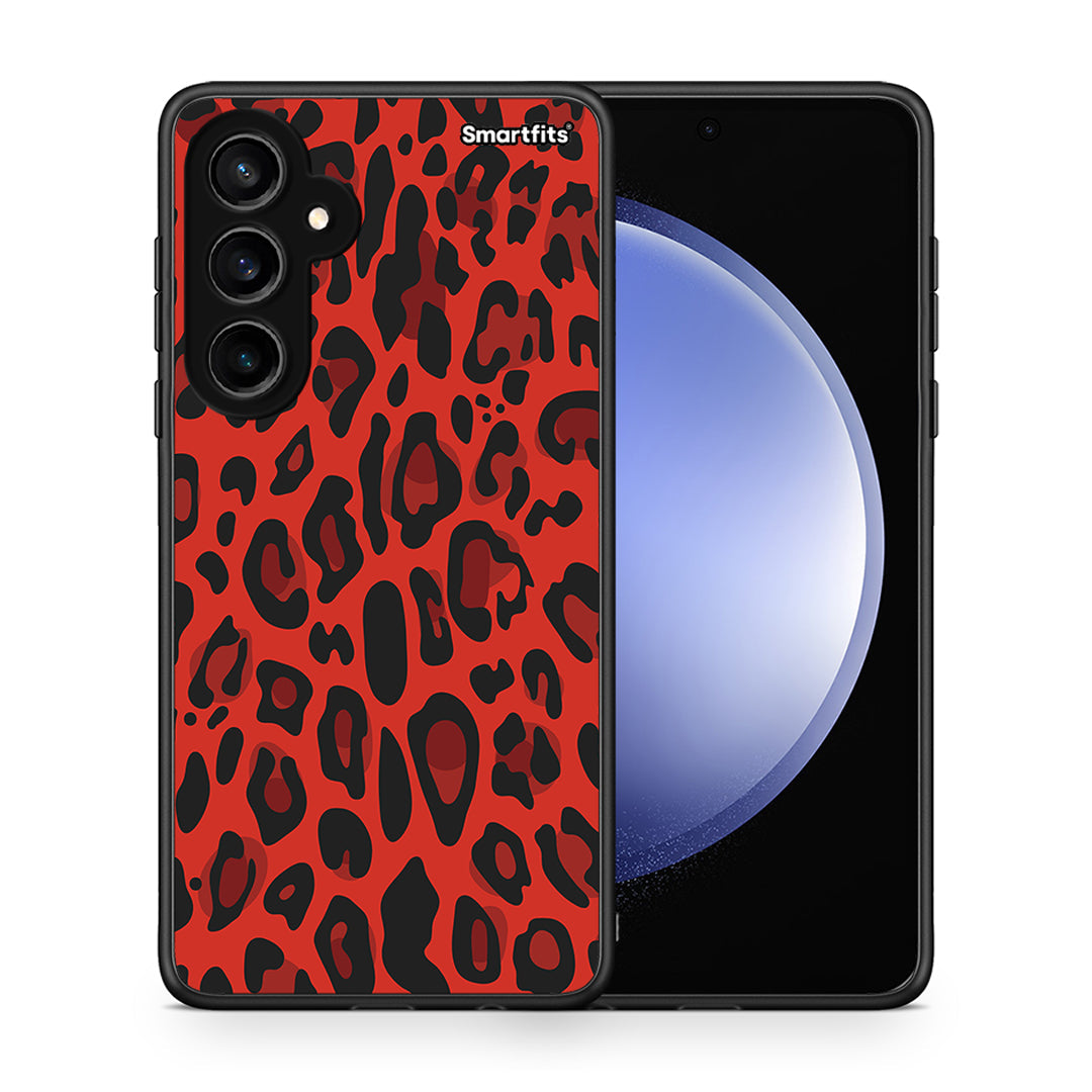 Θήκη Samsung Galaxy S23 FE Red Leopard Animal από τη Smartfits με σχέδιο στο πίσω μέρος και μαύρο περίβλημα | Samsung Galaxy S23 FE Red Leopard Animal case with colorful back and black bezels