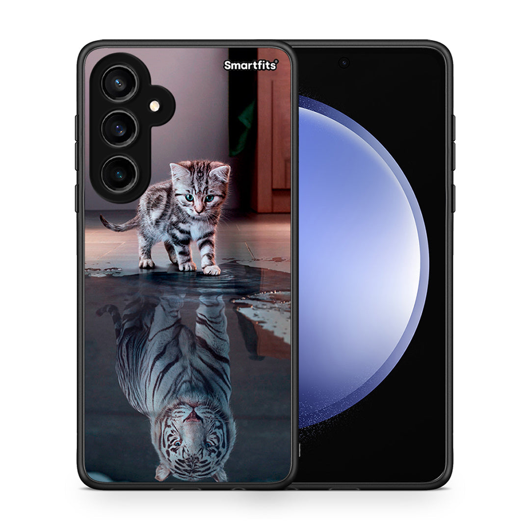 Θήκη Samsung Galaxy S23 FE Tiger Cute από τη Smartfits με σχέδιο στο πίσω μέρος και μαύρο περίβλημα | Samsung Galaxy S23 FE Tiger Cute case with colorful back and black bezels