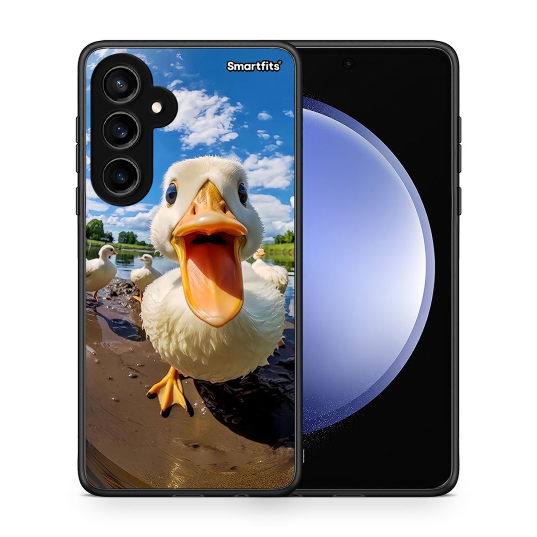 Θήκη Samsung Galaxy S23 FE Duck Face από τη Smartfits με σχέδιο στο πίσω μέρος και μαύρο περίβλημα | Samsung Galaxy S23 FE Duck Face case with colorful back and black bezels