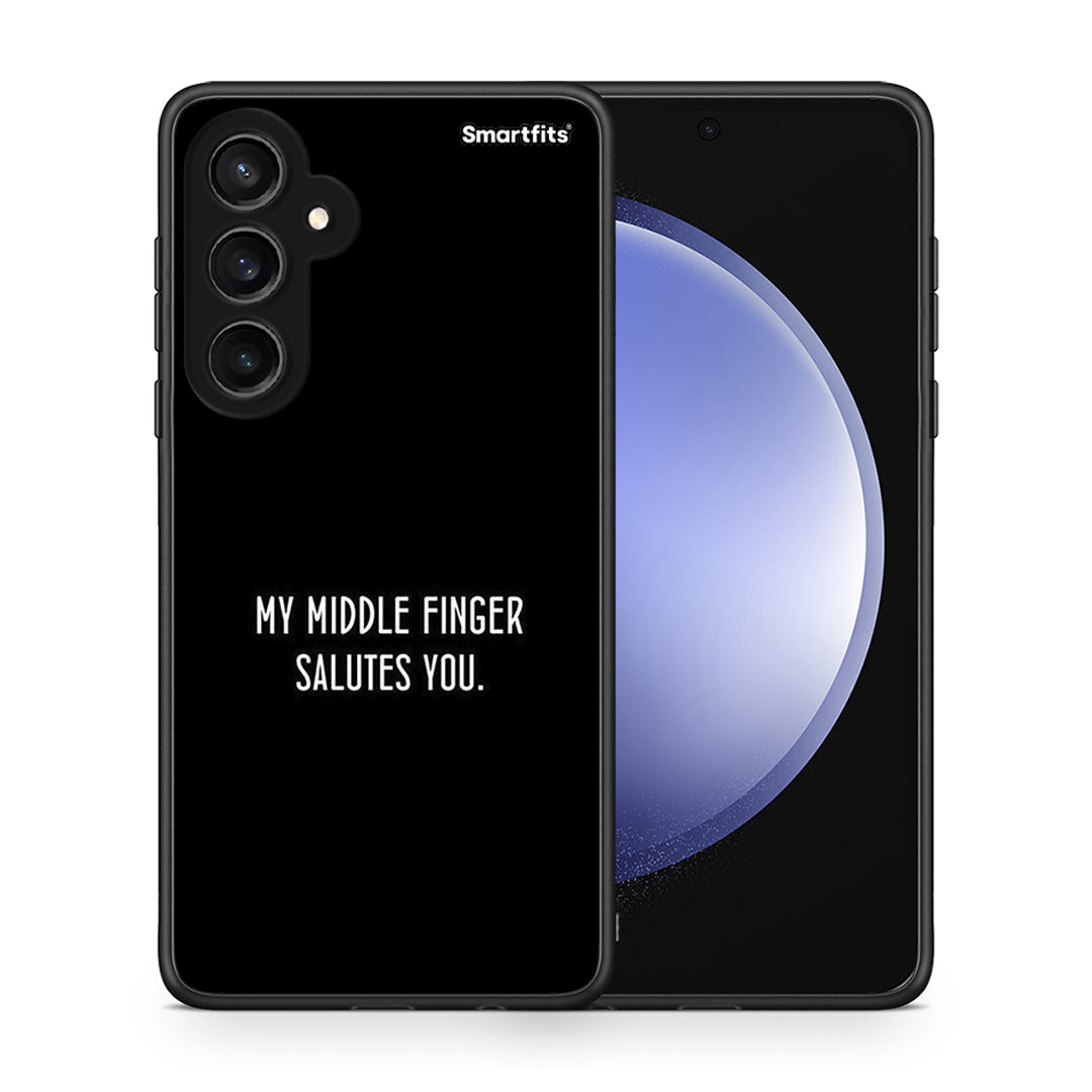 Θήκη Samsung Galaxy S23 FE Salute από τη Smartfits με σχέδιο στο πίσω μέρος και μαύρο περίβλημα | Samsung Galaxy S23 FE Salute case with colorful back and black bezels