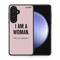 Thumbnail for Θήκη Samsung Galaxy S23 FE Superpower Woman από τη Smartfits με σχέδιο στο πίσω μέρος και μαύρο περίβλημα | Samsung Galaxy S23 FE Superpower Woman case with colorful back and black bezels