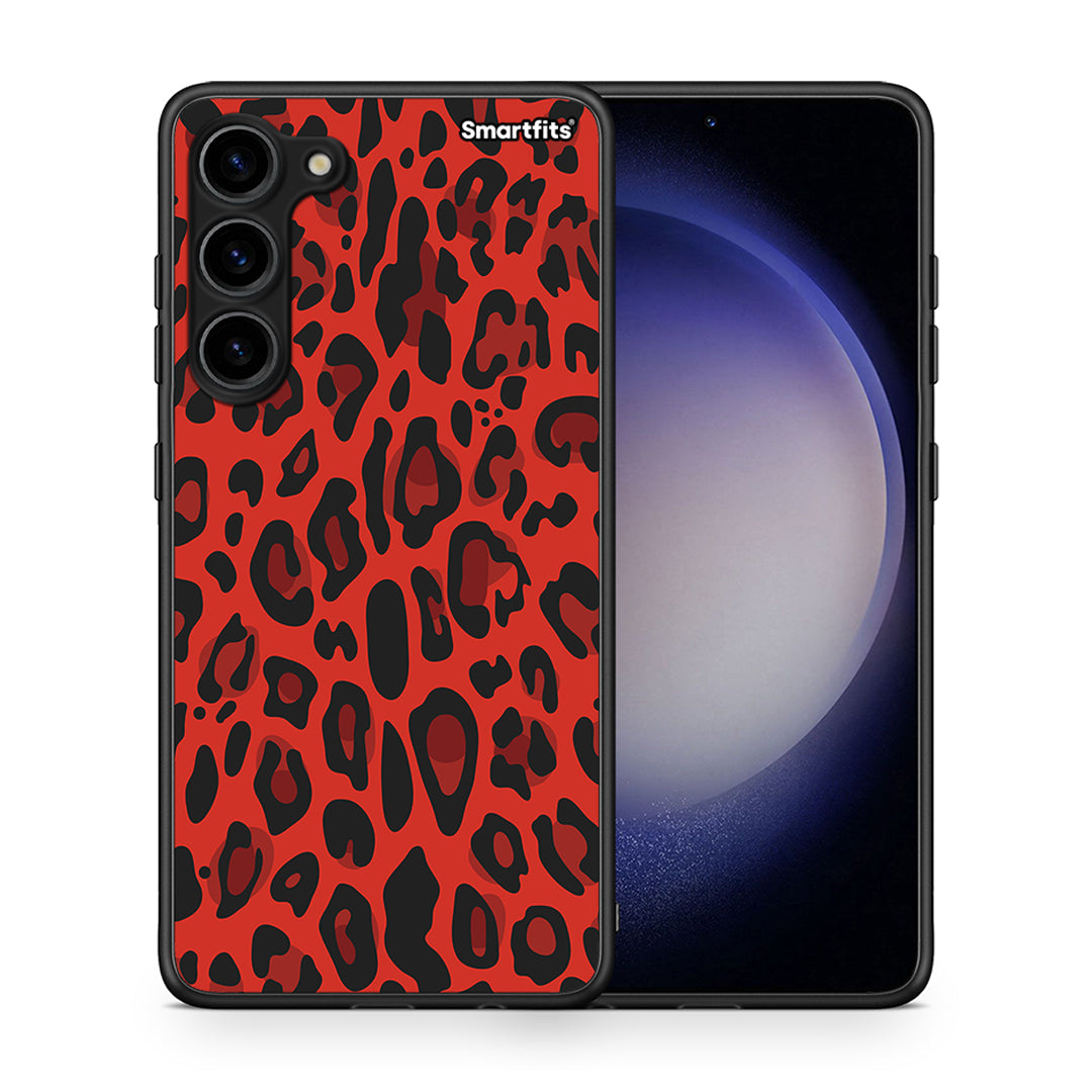 Θήκη Samsung Galaxy S23 Plus Animal Red Leopard από τη Smartfits με σχέδιο στο πίσω μέρος και μαύρο περίβλημα | Samsung Galaxy S23 Plus Animal Red Leopard Case with Colorful Back and Black Bezels