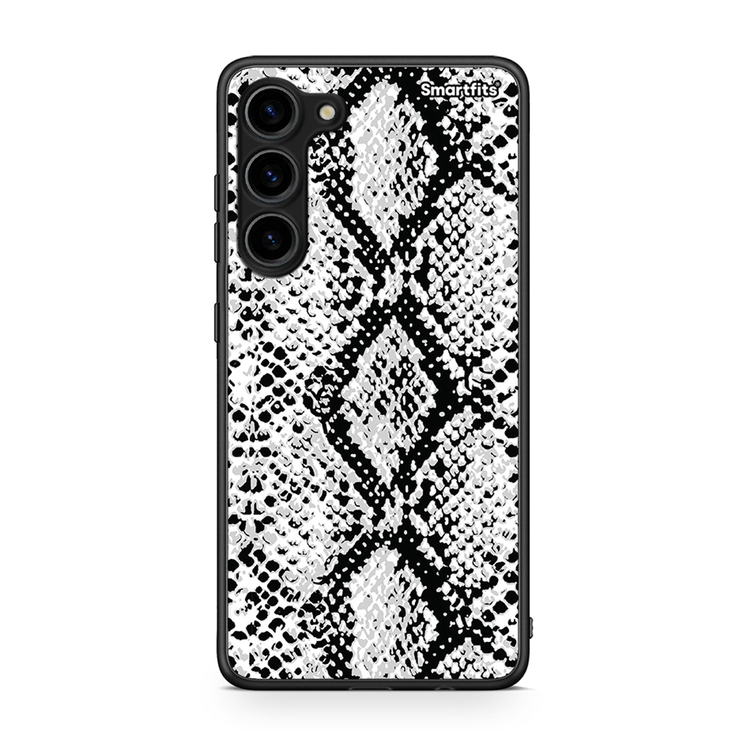 Θήκη Samsung Galaxy S23 Plus Animal White Snake από τη Smartfits με σχέδιο στο πίσω μέρος και μαύρο περίβλημα | Samsung Galaxy S23 Plus Animal White Snake Case with Colorful Back and Black Bezels