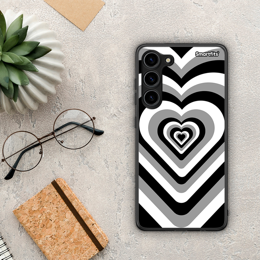 Θήκη Samsung Galaxy S23 Plus Black Hearts από τη Smartfits με σχέδιο στο πίσω μέρος και μαύρο περίβλημα | Samsung Galaxy S23 Plus Black Hearts Case with Colorful Back and Black Bezels