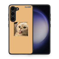 Thumbnail for Θήκη Samsung Galaxy S23 Plus Cat Tongue από τη Smartfits με σχέδιο στο πίσω μέρος και μαύρο περίβλημα | Samsung Galaxy S23 Plus Cat Tongue Case with Colorful Back and Black Bezels