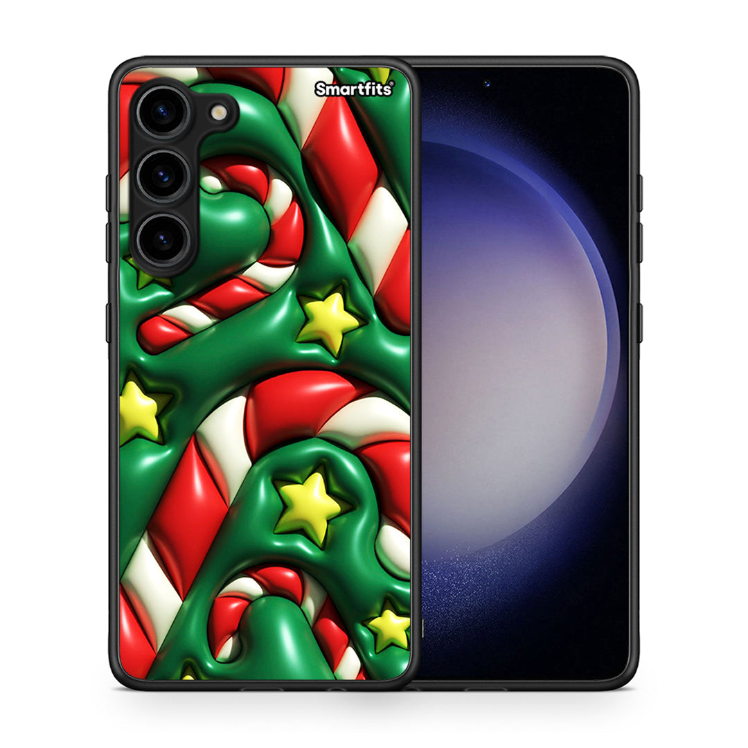 Θήκη Samsung Galaxy S23 Plus Christmas Bubbles από τη Smartfits με σχέδιο στο πίσω μέρος και μαύρο περίβλημα | Samsung Galaxy S23 Plus Christmas Bubbles Case with Colorful Back and Black Bezels