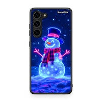 Thumbnail for Θήκη Samsung Galaxy S23 Plus Christmas Neon Snowman από τη Smartfits με σχέδιο στο πίσω μέρος και μαύρο περίβλημα | Samsung Galaxy S23 Plus Christmas Neon Snowman Case with Colorful Back and Black Bezels