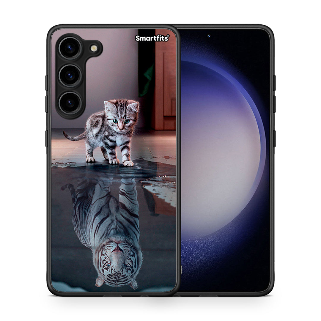 Θήκη Samsung Galaxy S23 Plus Cute Tiger από τη Smartfits με σχέδιο στο πίσω μέρος και μαύρο περίβλημα | Samsung Galaxy S23 Plus Cute Tiger Case with Colorful Back and Black Bezels