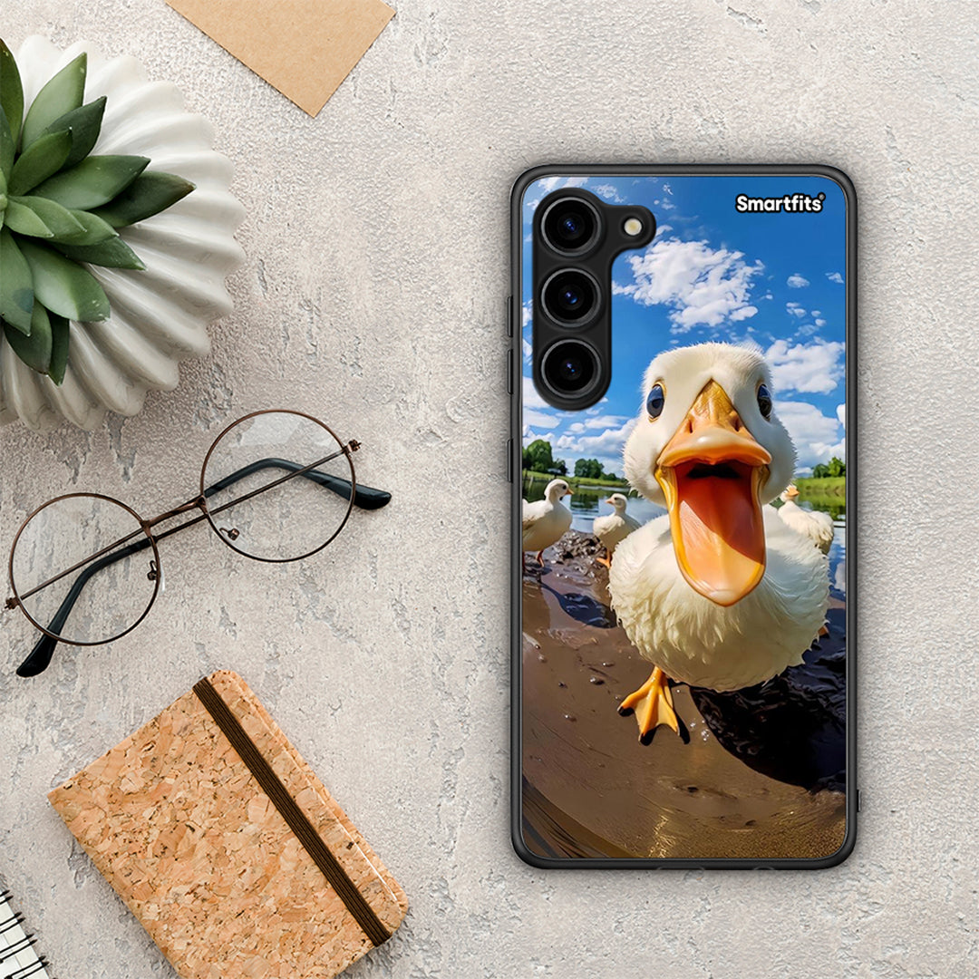 Θήκη Samsung Galaxy S23 Plus Duck Face από τη Smartfits με σχέδιο στο πίσω μέρος και μαύρο περίβλημα | Samsung Galaxy S23 Plus Duck Face Case with Colorful Back and Black Bezels