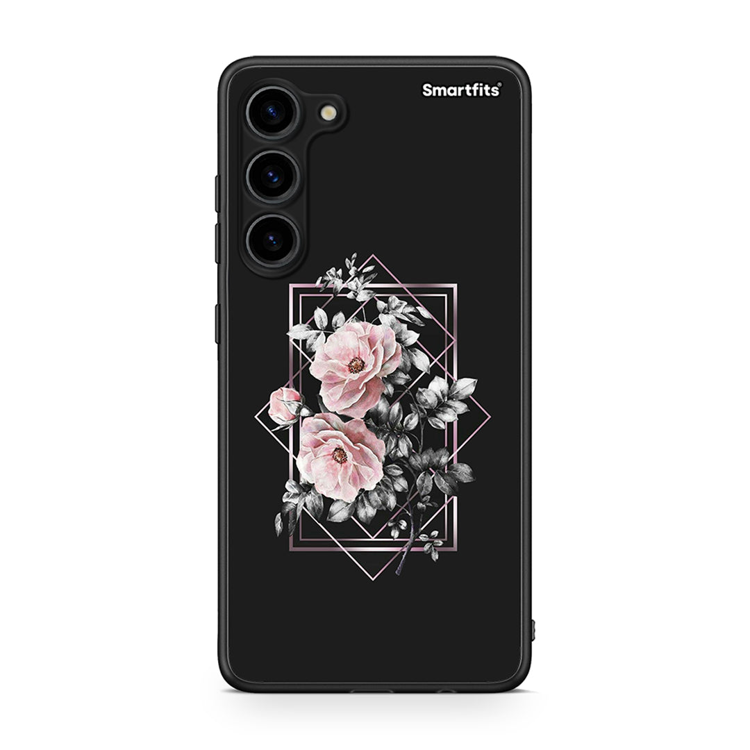 Θήκη Samsung Galaxy S23 Plus Flower Frame από τη Smartfits με σχέδιο στο πίσω μέρος και μαύρο περίβλημα | Samsung Galaxy S23 Plus Flower Frame Case with Colorful Back and Black Bezels