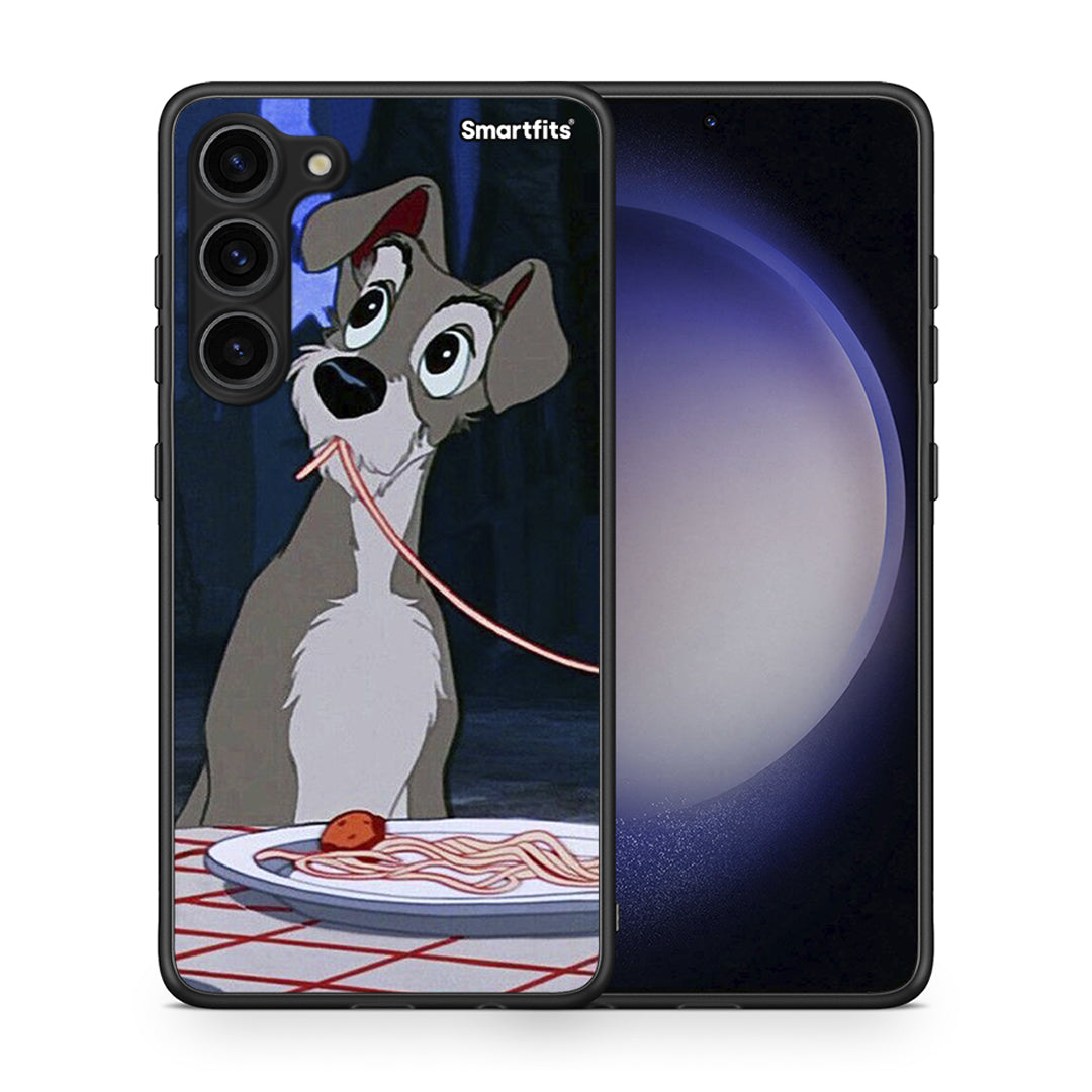 Θήκη Samsung Galaxy S23 Plus Lady And Tramp 1 από τη Smartfits με σχέδιο στο πίσω μέρος και μαύρο περίβλημα | Samsung Galaxy S23 Plus Lady And Tramp 1 Case with Colorful Back and Black Bezels