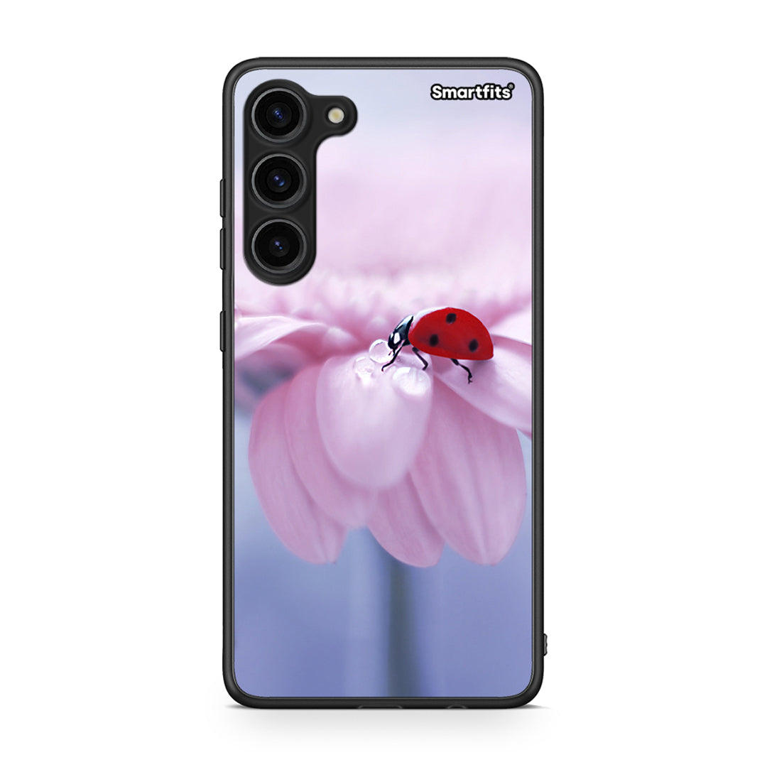 Θήκη Samsung Galaxy S23 Plus Ladybug Flower από τη Smartfits με σχέδιο στο πίσω μέρος και μαύρο περίβλημα | Samsung Galaxy S23 Plus Ladybug Flower Case with Colorful Back and Black Bezels