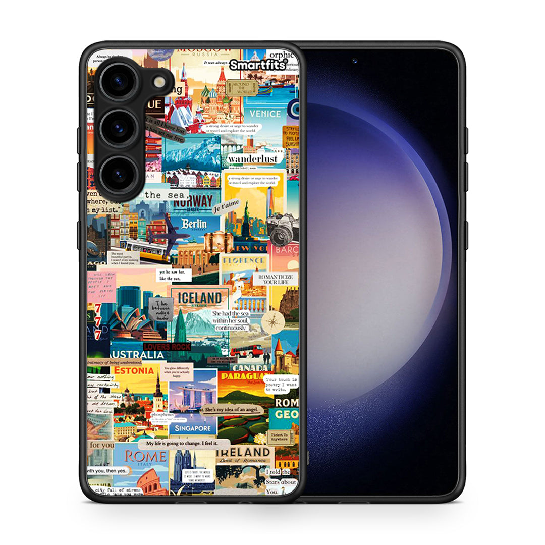 Θήκη Samsung Galaxy S23 Plus Live To Travel από τη Smartfits με σχέδιο στο πίσω μέρος και μαύρο περίβλημα | Samsung Galaxy S23 Plus Live To Travel Case with Colorful Back and Black Bezels