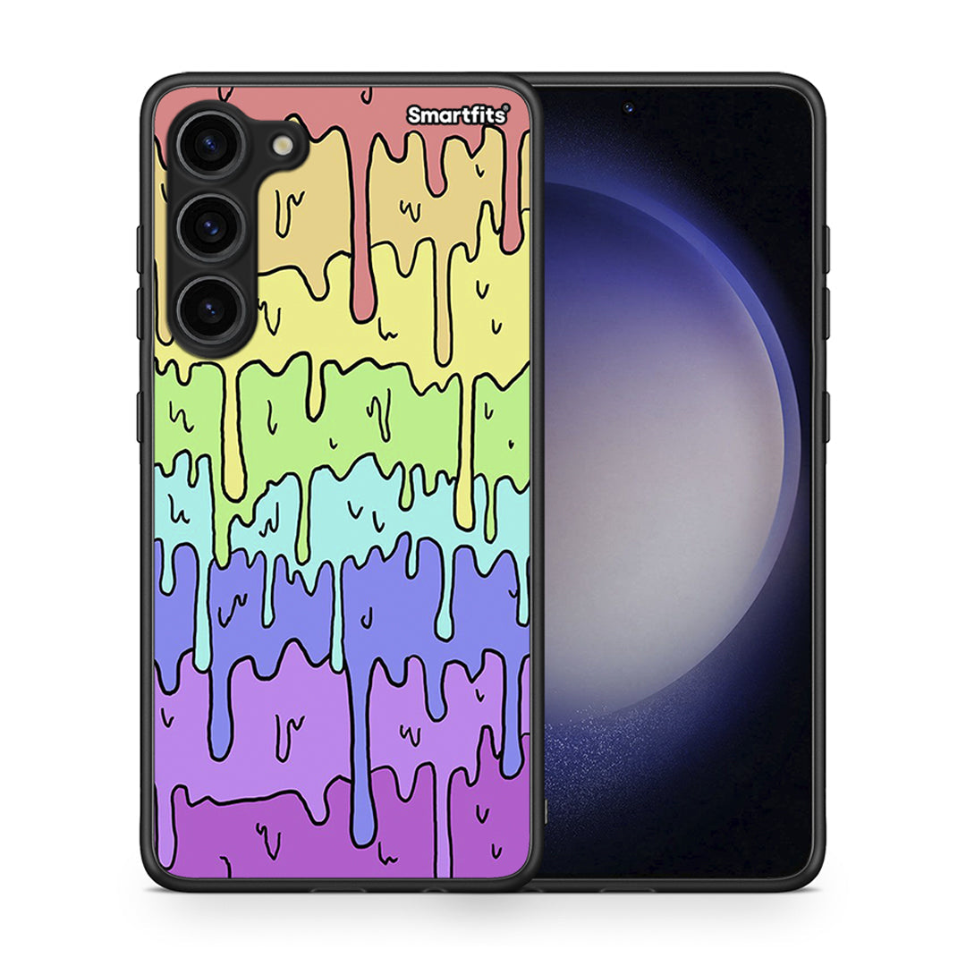 Θήκη Samsung Galaxy S23 Plus Melting Rainbow από τη Smartfits με σχέδιο στο πίσω μέρος και μαύρο περίβλημα | Samsung Galaxy S23 Plus Melting Rainbow Case with Colorful Back and Black Bezels