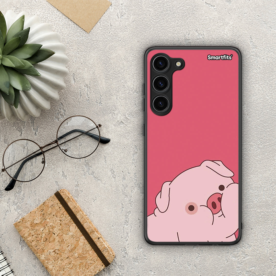 Θήκη Samsung Galaxy S23 Plus Pig Love 1 από τη Smartfits με σχέδιο στο πίσω μέρος και μαύρο περίβλημα | Samsung Galaxy S23 Plus Pig Love 1 Case with Colorful Back and Black Bezels