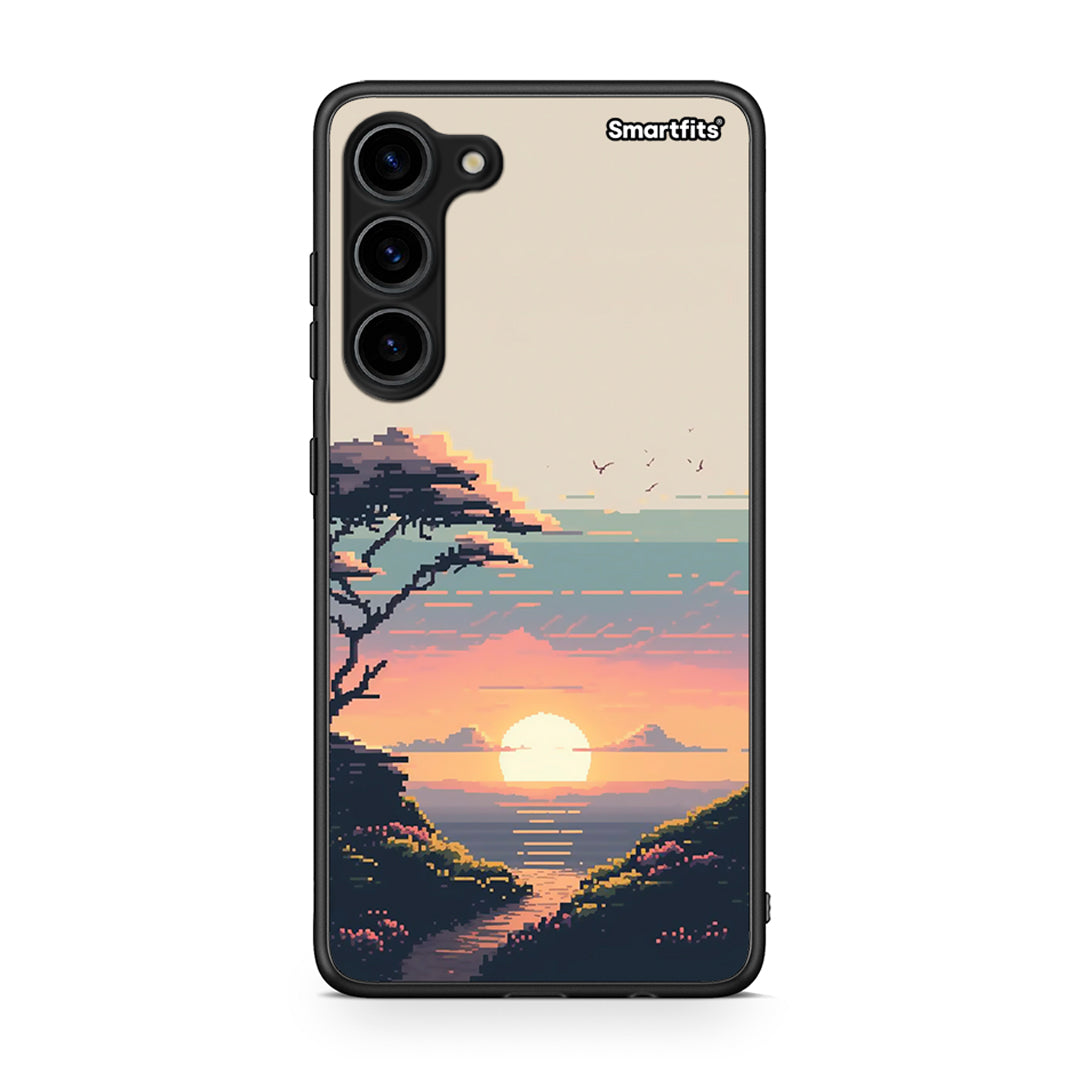 Θήκη Samsung Galaxy S23 Plus Pixel Sunset από τη Smartfits με σχέδιο στο πίσω μέρος και μαύρο περίβλημα | Samsung Galaxy S23 Plus Pixel Sunset Case with Colorful Back and Black Bezels