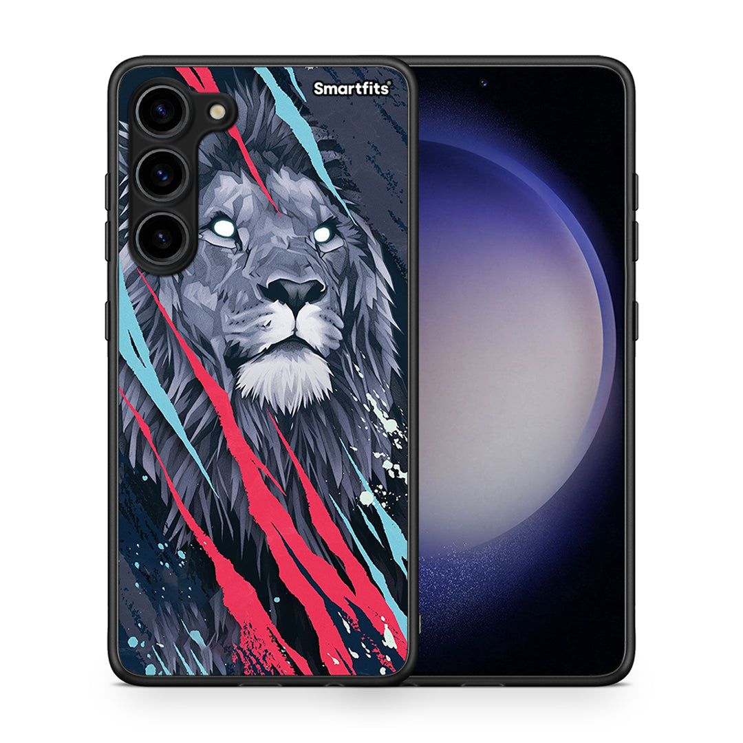 Θήκη Samsung Galaxy S23 Plus PopArt Lion Designer από τη Smartfits με σχέδιο στο πίσω μέρος και μαύρο περίβλημα | Samsung Galaxy S23 Plus PopArt Lion Designer Case with Colorful Back and Black Bezels