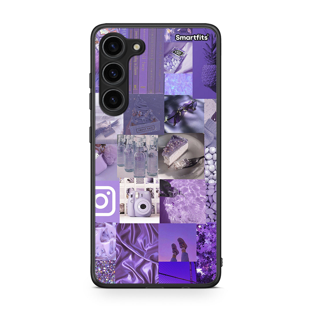 Θήκη Samsung Galaxy S23 Plus Purple Aesthetic Collage από τη Smartfits με σχέδιο στο πίσω μέρος και μαύρο περίβλημα | Samsung Galaxy S23 Plus Purple Aesthetic Collage Case with Colorful Back and Black Bezels