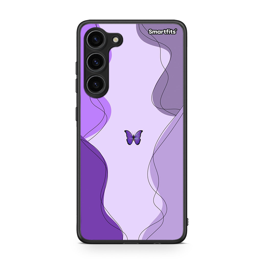 Θήκη Samsung Galaxy S23 Plus Purple Mariposa από τη Smartfits με σχέδιο στο πίσω μέρος και μαύρο περίβλημα | Samsung Galaxy S23 Plus Purple Mariposa Case with Colorful Back and Black Bezels