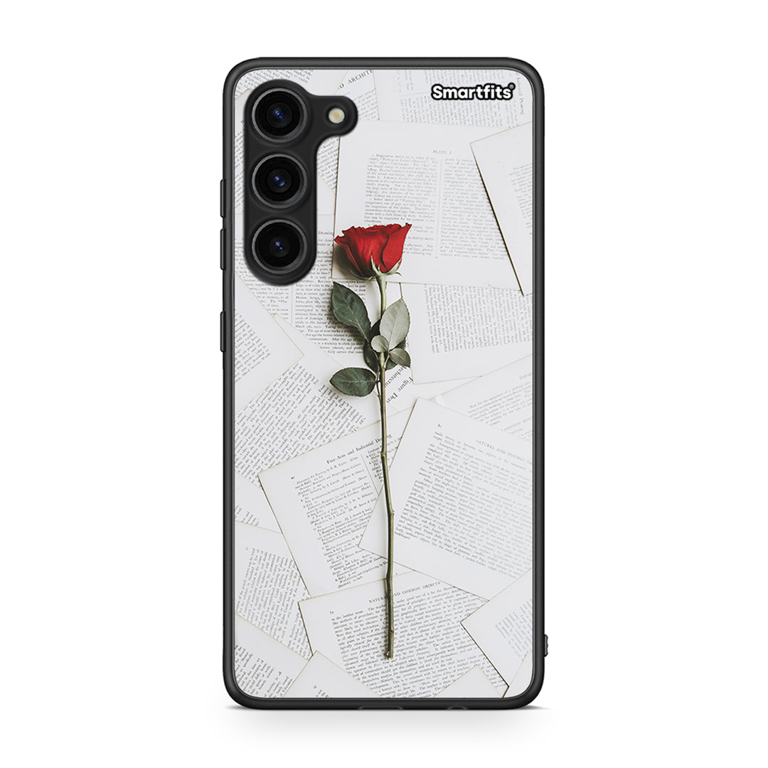 Θήκη Samsung Galaxy S23 Plus Red Rose από τη Smartfits με σχέδιο στο πίσω μέρος και μαύρο περίβλημα | Samsung Galaxy S23 Plus Red Rose Case with Colorful Back and Black Bezels