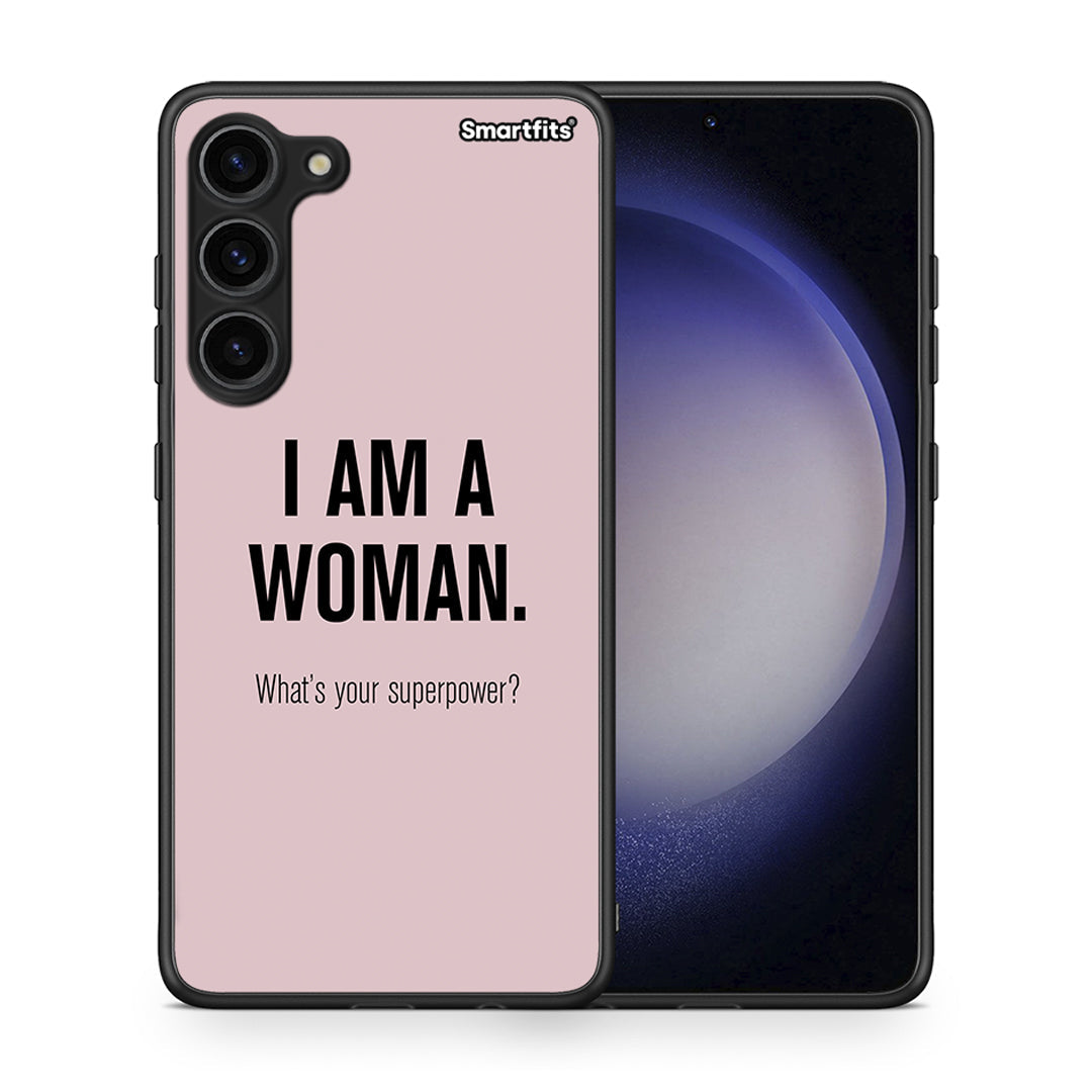 Θήκη Samsung Galaxy S23 Plus Superpower Woman από τη Smartfits με σχέδιο στο πίσω μέρος και μαύρο περίβλημα | Samsung Galaxy S23 Plus Superpower Woman Case with Colorful Back and Black Bezels