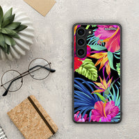 Thumbnail for Θήκη Samsung Galaxy S23 Plus Tropical Flowers από τη Smartfits με σχέδιο στο πίσω μέρος και μαύρο περίβλημα | Samsung Galaxy S23 Plus Tropical Flowers Case with Colorful Back and Black Bezels