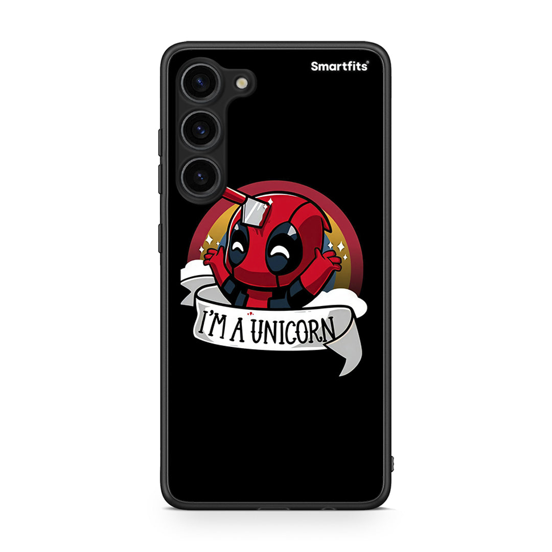 Θήκη Samsung Galaxy S23 Plus Unicorn Deadpool από τη Smartfits με σχέδιο στο πίσω μέρος και μαύρο περίβλημα | Samsung Galaxy S23 Plus Unicorn Deadpool Case with Colorful Back and Black Bezels