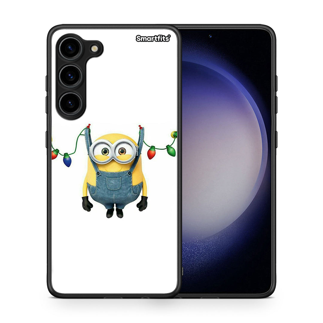 Θήκη Samsung Galaxy S23 Plus Xmas Minion Lights από τη Smartfits με σχέδιο στο πίσω μέρος και μαύρο περίβλημα | Samsung Galaxy S23 Plus Xmas Minion Lights Case with Colorful Back and Black Bezels