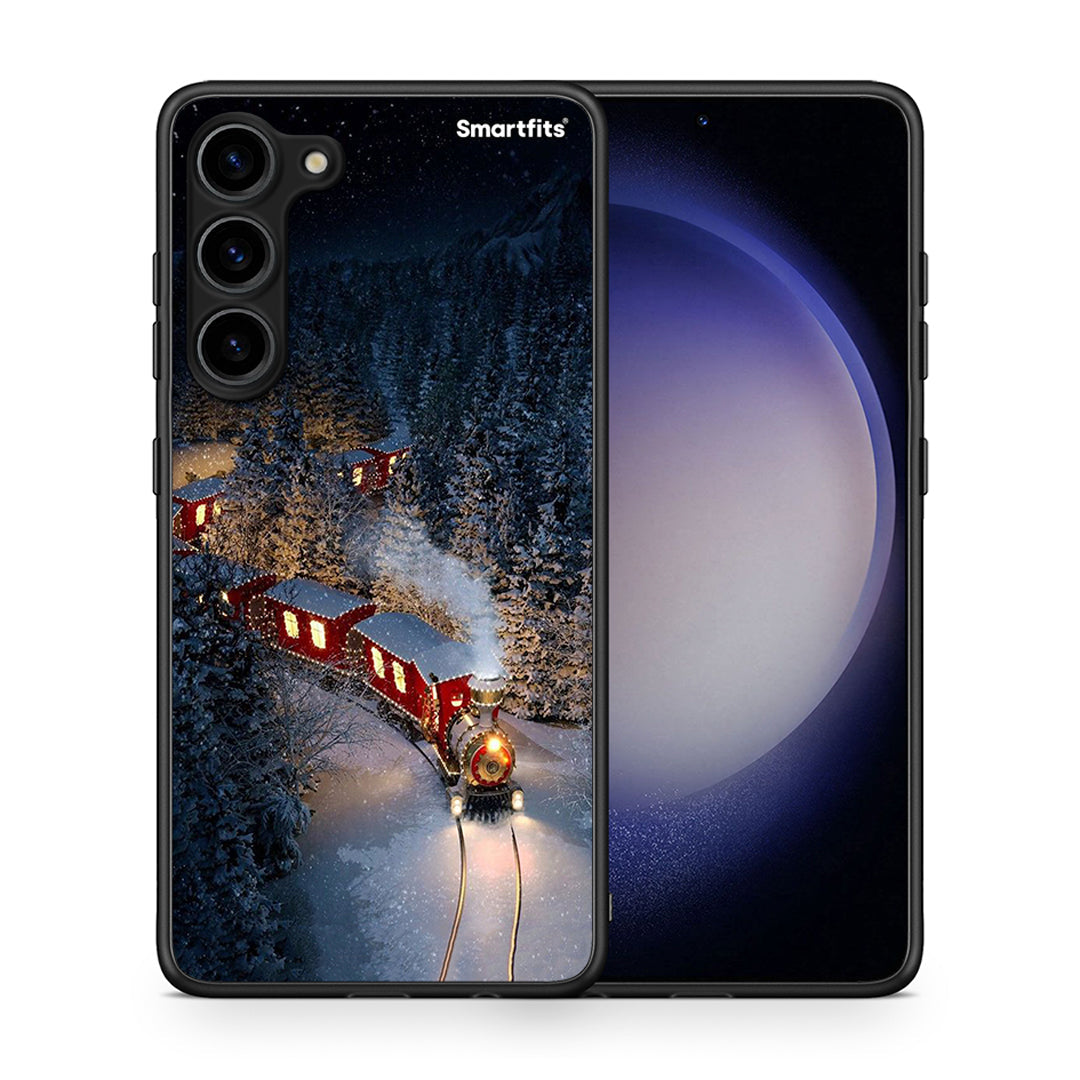 Θήκη Samsung Galaxy S23 Plus Xmas Train από τη Smartfits με σχέδιο στο πίσω μέρος και μαύρο περίβλημα | Samsung Galaxy S23 Plus Xmas Train Case with Colorful Back and Black Bezels